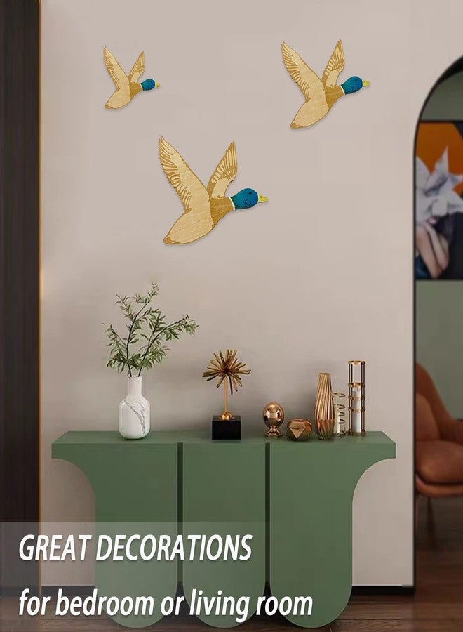 Midrean 3 Pcs Wooden Ducks Wall Decor for Bedroom Rustic Farm Carved Wood Wall Art for Home Living Room Kitchen Office Decorations - Image 4